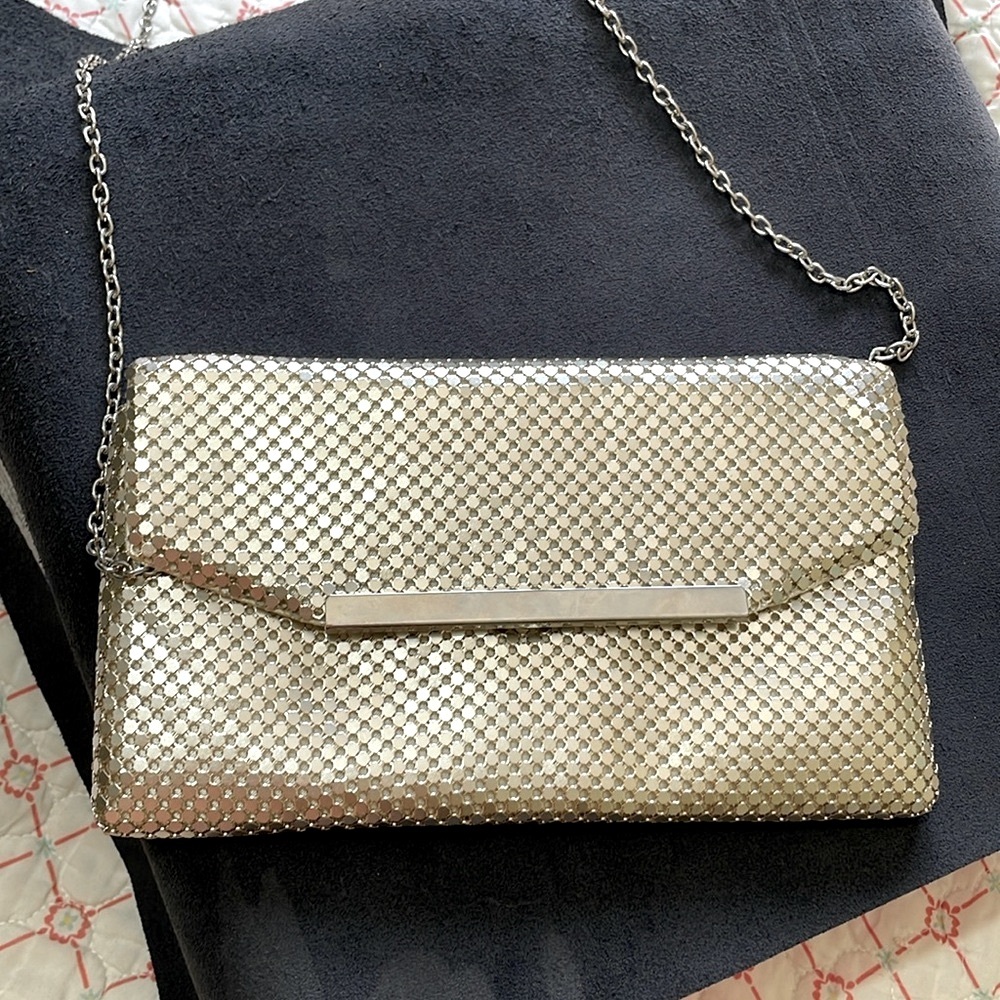 Jessica McClintock, vintage silver chain-link Crossbody or clutch